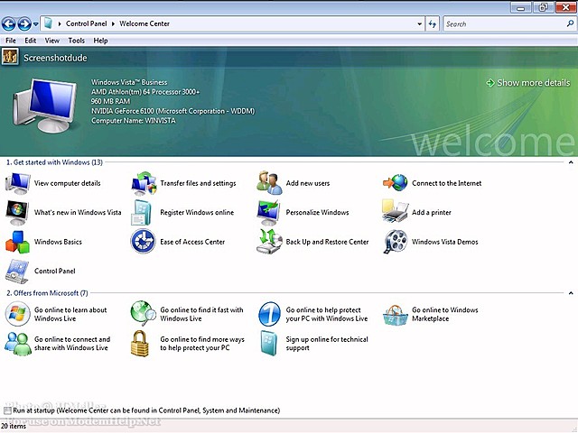 Windows Vista – Welcome Center