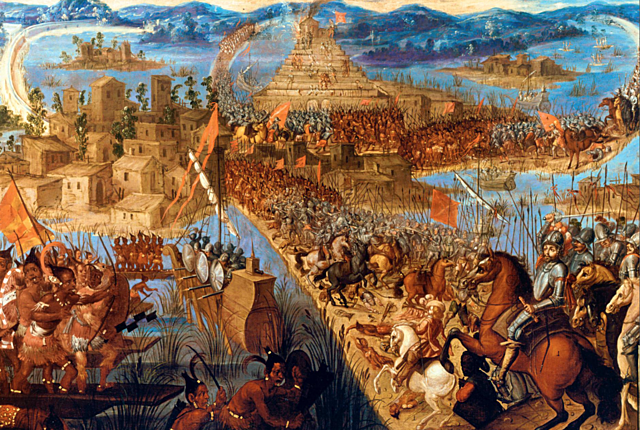 Cortes invades the Aztec
