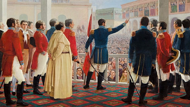 Jose de San Martin frees Peru from Spain