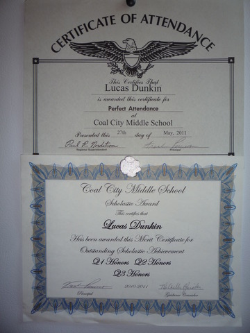 I got Perfect attendance & Honor Roll