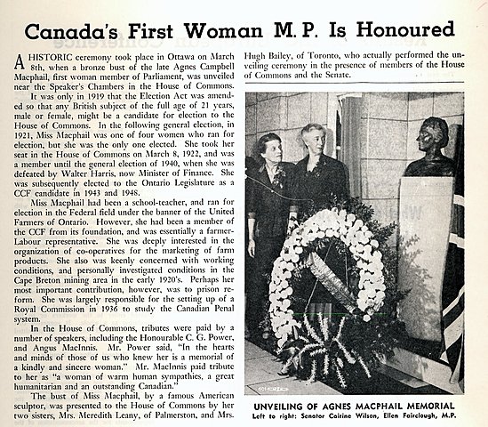 Women in Canada gain the right to stand for the House of Commons