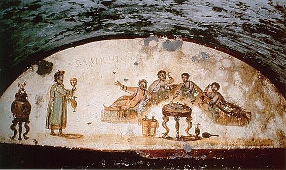 Fresco de Jesús Cristo, San Pedro y San Pablo.