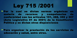 Ley 715 del 2001