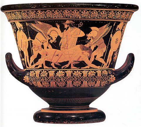 Crátera de Eufronio. Hipnos y Tánatos.