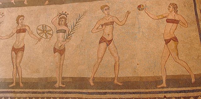 Mosaico con bañistas en la Villa de Piazza Armerina