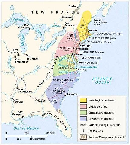 1607 Thirteen colonies founded