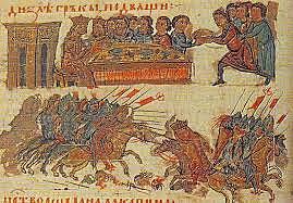 Ο Βασίλειος ο Β' ζητά βοήθεια από τον Ρώσο ηγεμόνα Βλαντιμίρ για την αντιμετώπιση των Βουλγαροκτόνων με αντάλλαγμα να νυμφευτεί την αδερφή του Άννα. Όμως προϋπόθεση για τον γάμο ήταν η βάπτιση του Βλαντιμίρ