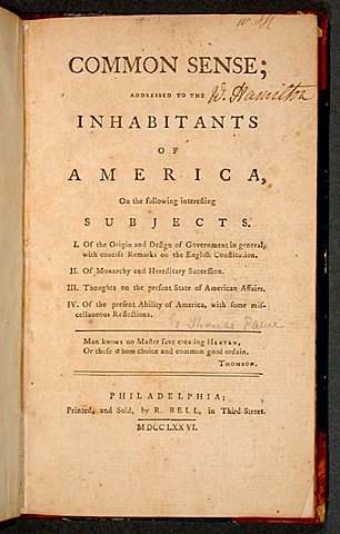 "common sense" published by thomas paine