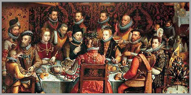 El consumo de los alimentos y banquetes españoles.