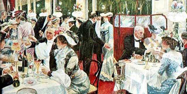 El siglo XIX marca la expansión de los  restaurantes en París, con la aparición de los restaurantes se distinguía el servicio francés.