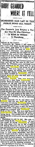 William Morgan Peacock shot by Wm Thornburg in Davenport, Iowa.  Wm Peacocks son, Fred, dies in the skirmish.