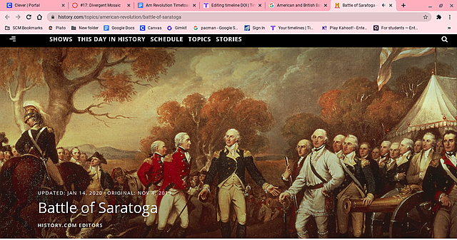 American and British Battle of Saratoga