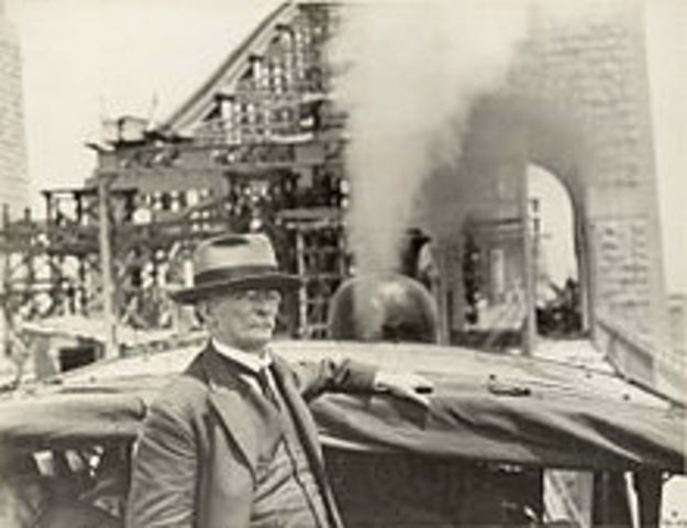 The first test train, a steam locomotive, safely crossed the bridge