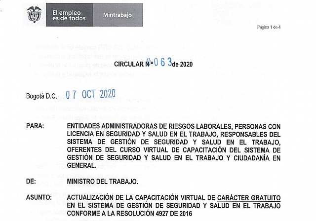 Circular 063 de 2020