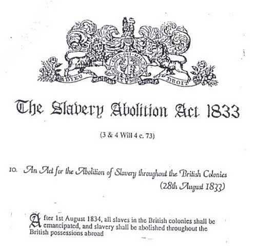 The Abolition of Slavery Act of 1833