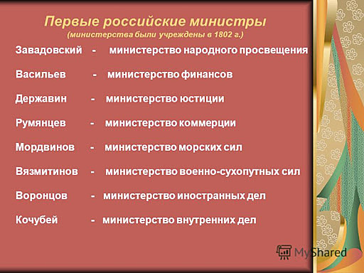 Основание министертсв