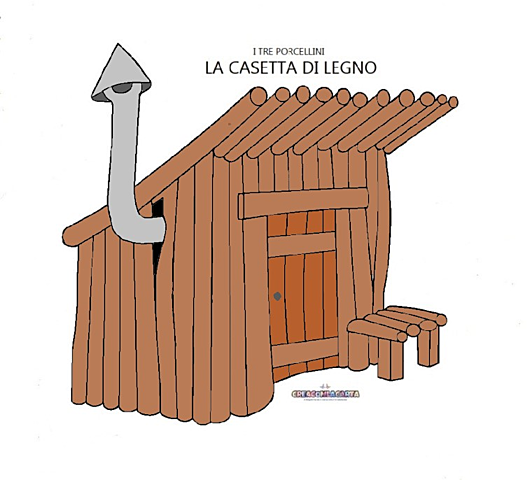 Il primo porcellino scappa nella casetta di legno