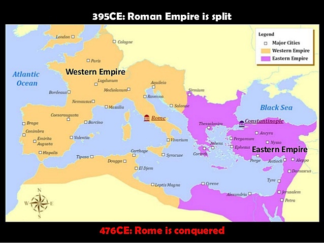 Rome splits . 395 AD