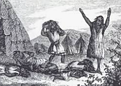 An epidemic of smallpox, brought by Europeans, kills many Native Americans on the New England coast.