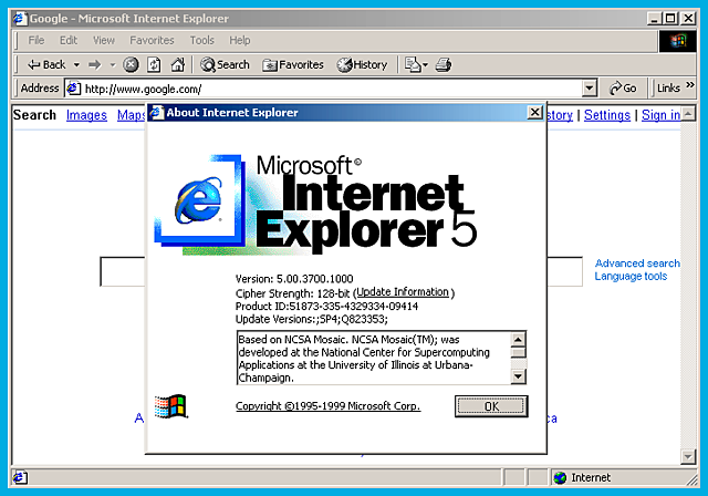 Versión 5.0 de Internet Explorer