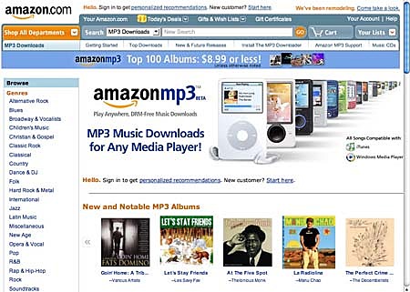 Amazon presenta Amazon MP3, su tienda de música digital.