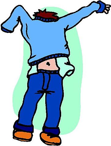 He gets dressed at half past eight