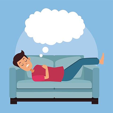 He takes a nap at quarter to three