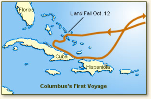 Columbus lands in the Bahamas