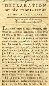 1791: publicación de la Declaración de derechos de la mujer y la ciudadana
