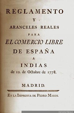 Decreto de Libre Comercio para algunos puertos españoles con América.