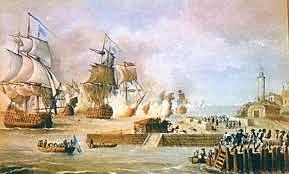 Retirada de la flota del almirante inglés Edward Vernon