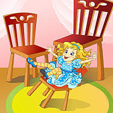 Goldilocks sits in the chairs.