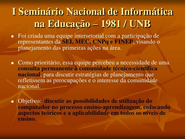 I Seminário Nacional de Informática em Educação