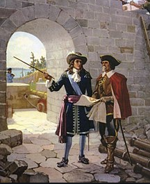 Sieur de la Salle explores the lower Mississippi Valley river, and claims the Valley for France and names it Louisiana in honor of the French King Louis XIV.