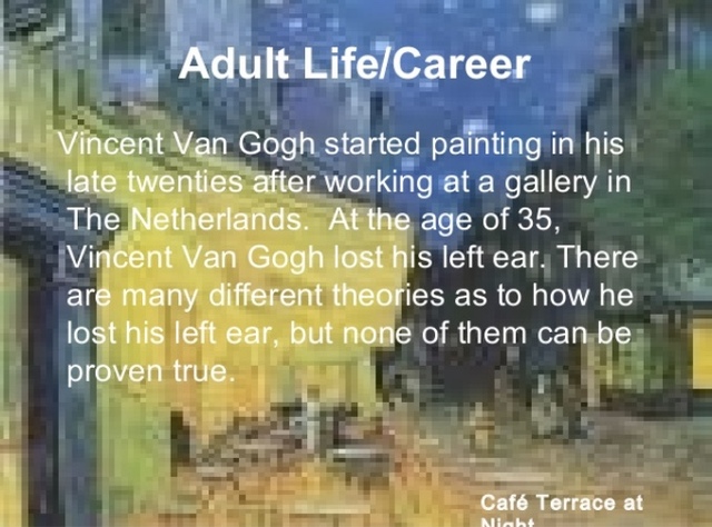 Vincent’s adult life/Career