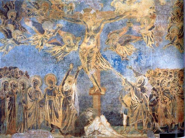 CROCIFISSIONE, AFFRESCO, 350 X 690 CM, ASSISI, BASILICA DI SAN FRANCESCO, CHIESA SUPERIORE, TRANSETTO MERIDIONALE