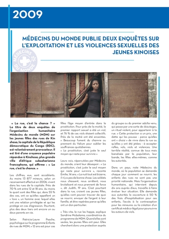 MdM publie 2 enquêtes sur les violences sexuelles faites à des jeunes femmes en RDC