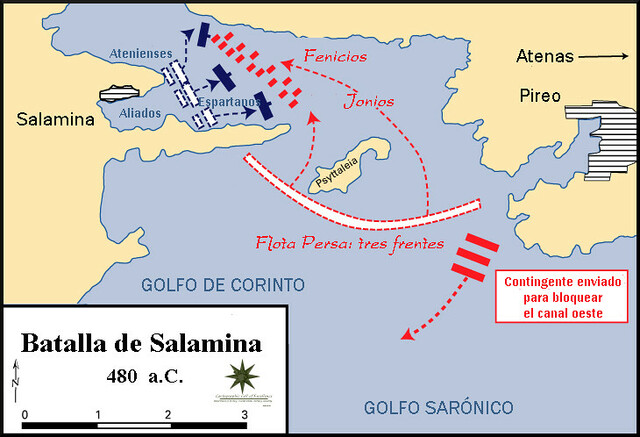 Los griegos derrotan a los Persas en Salamina
