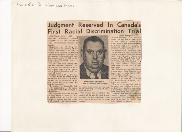 Ontario enacts the Racial Discrimination Act, prohibiting the publication or display of any notice, sign, or symbol indicating racial discrimination