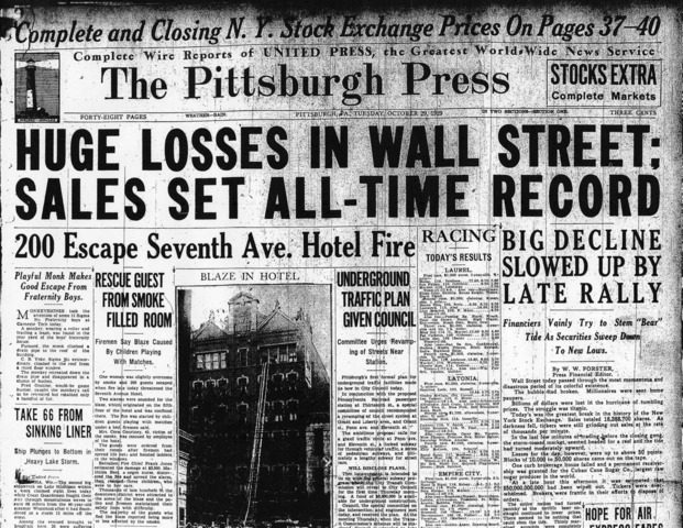 Stock Market crash begins Great Depression
