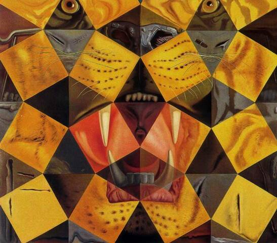 'Cincuenta pinturas abstractas que vistas a una distancia de dos yardas se convierten en tres Lenines disfrazados de chino y vistas desde una distancia de seis yardas aparecen como la cabeza de un tigre real' de Dalí