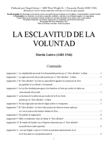 Escribe su obra “de siervo árbitro” (la cautividad de la voluntad).