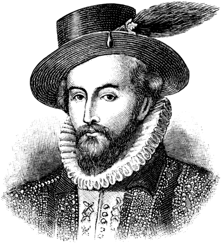 Sir Walter Raleigh lands on Roanoke Island