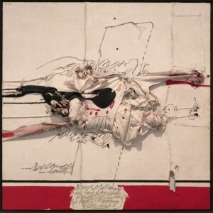 'Personaje caído I' de Manolo Millares