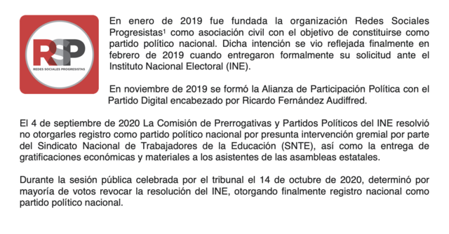 REDES SOCIALES PROGRESISTAS (RSP)