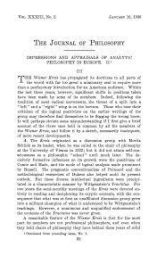 Impressions and Appraisals of Analytic Philosophy in Europe