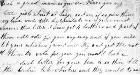 Girl writing to Abraham Lincon