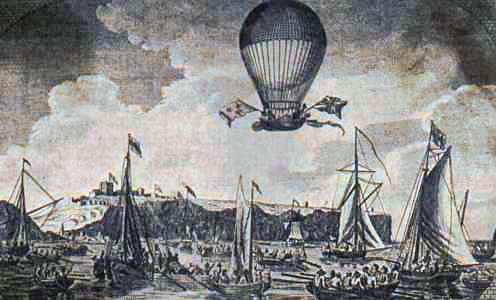 The first flight of a air balloon in Americas