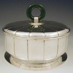 Recipiente de plata y jade, Jean Puiforcat