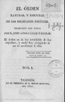 "EL ORDEN NATURAL Y ESENCIAL DE LAS SOCIEDADES POLITICAS"
